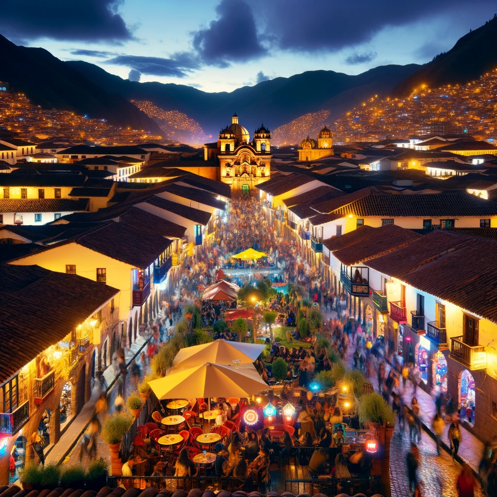 Instantánea colorida de un mercado tradicional peruano en Cusco, exhibiendo textiles vibrantes y artesanías locales únicas de Perú.
